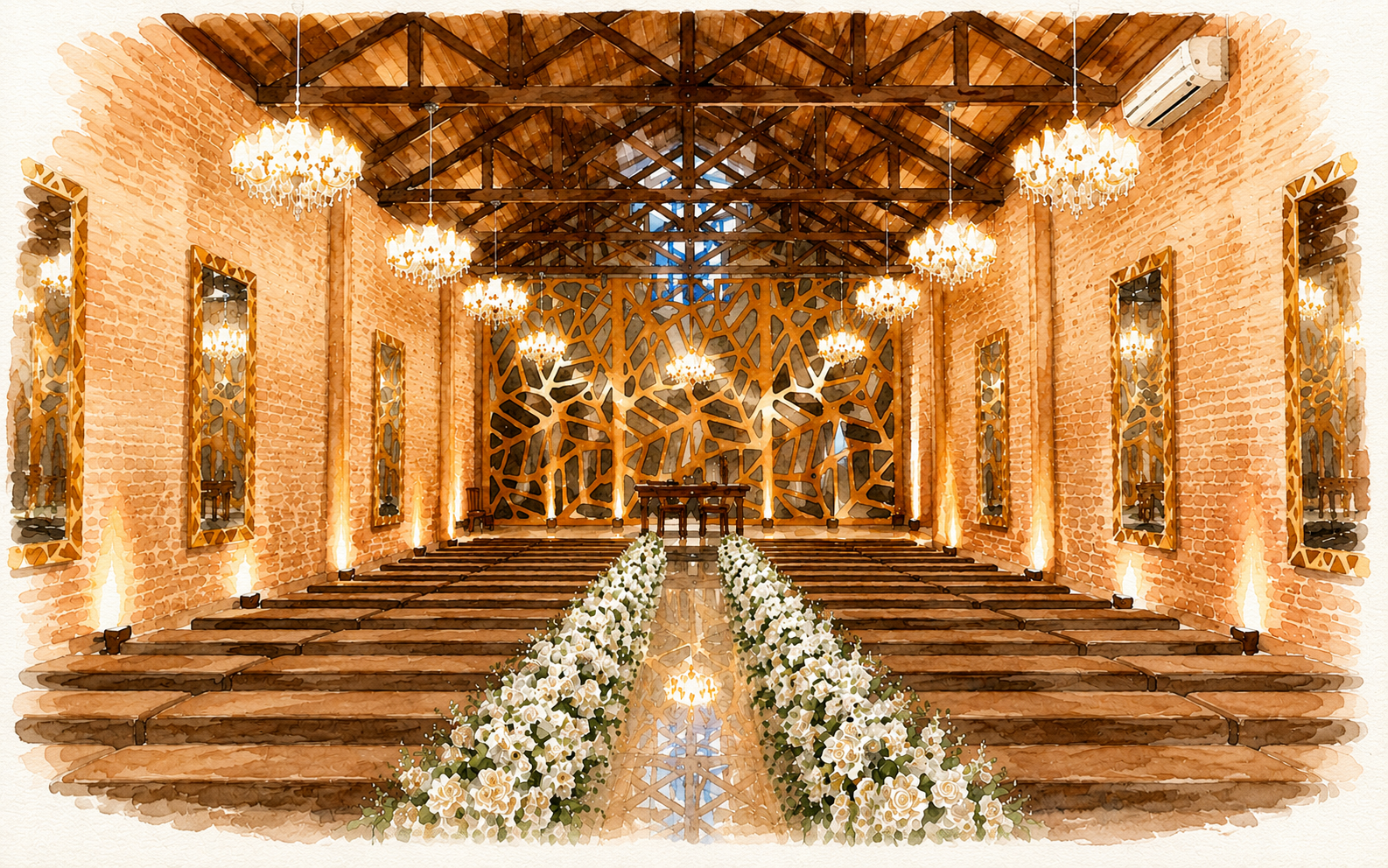 Salão do casamento em aquarela
